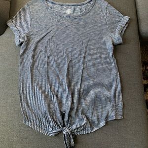 Striped Front Tie Blouse